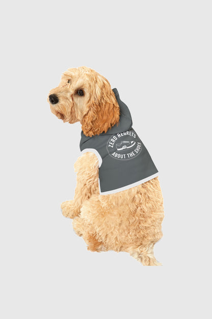 Zero regrets about the shoes print detail on gray dog hoodie