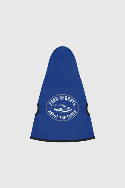 Dachshund wearing blue zero regrets about the shoes dog hoodie