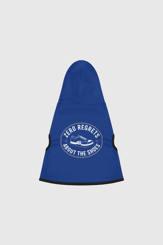 Dachshund wearing blue zero regrets about the shoes dog hoodie