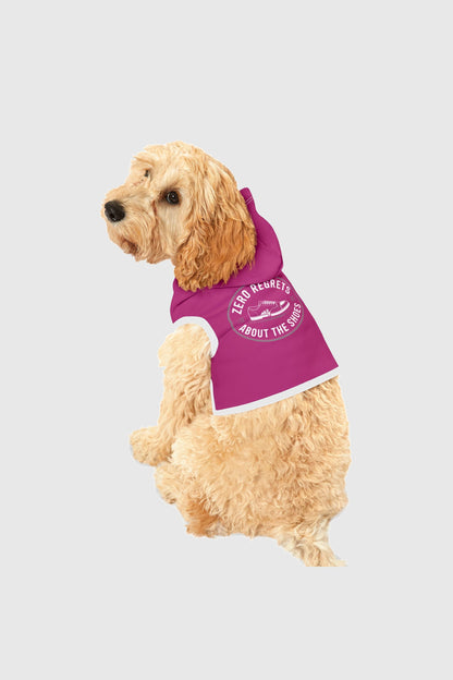 Zero regrets about the shoes print detail on pink dog hoodie