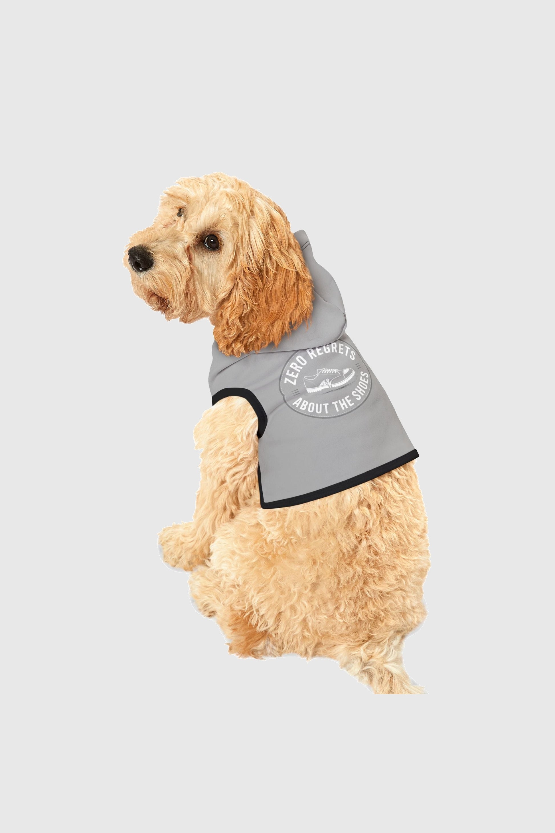 Beagle wearing heather gray zero regrets about the shoes dog hoodie