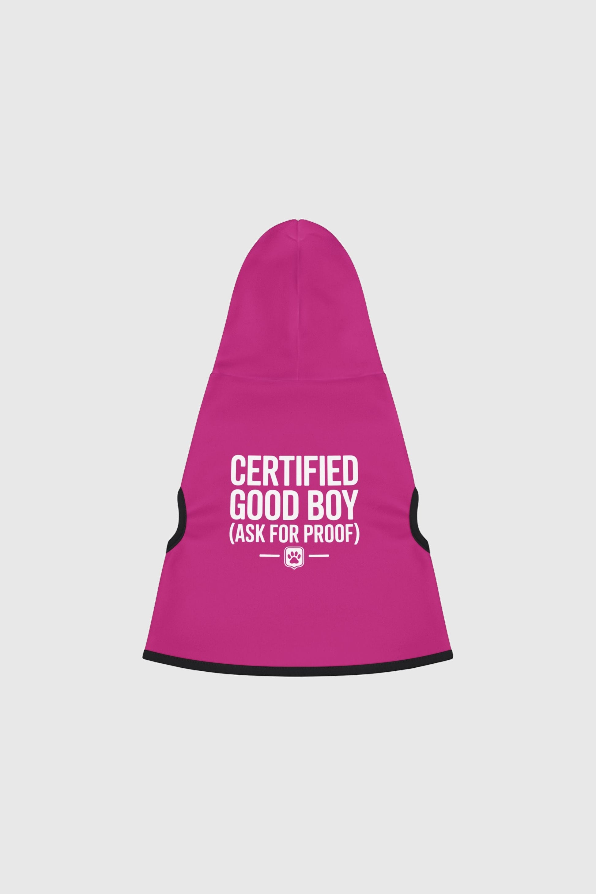 Pug in pink certified good boy dog hoodie