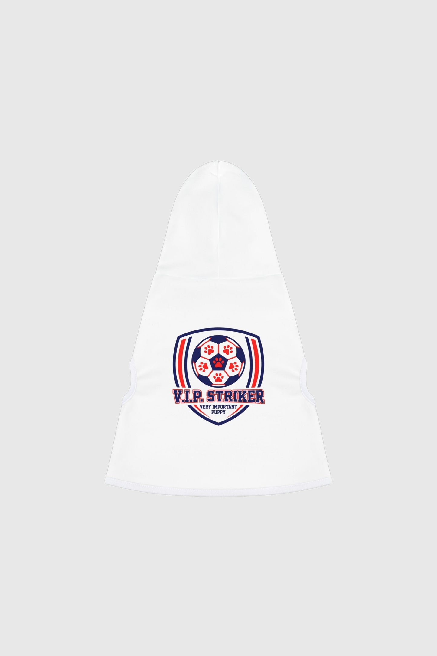 Border collie wearing white vip striker soccer dog hoodie