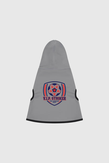 Weimaraner in light gray vip striker soccer dog hoodie