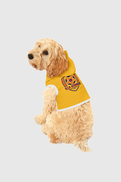 Vip striker soccer print detail on yellow dog hoodie