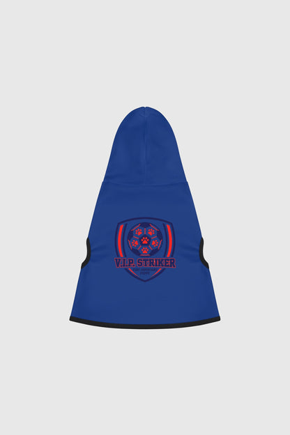Weimaraner in blue vip striker soccer dog hoodie