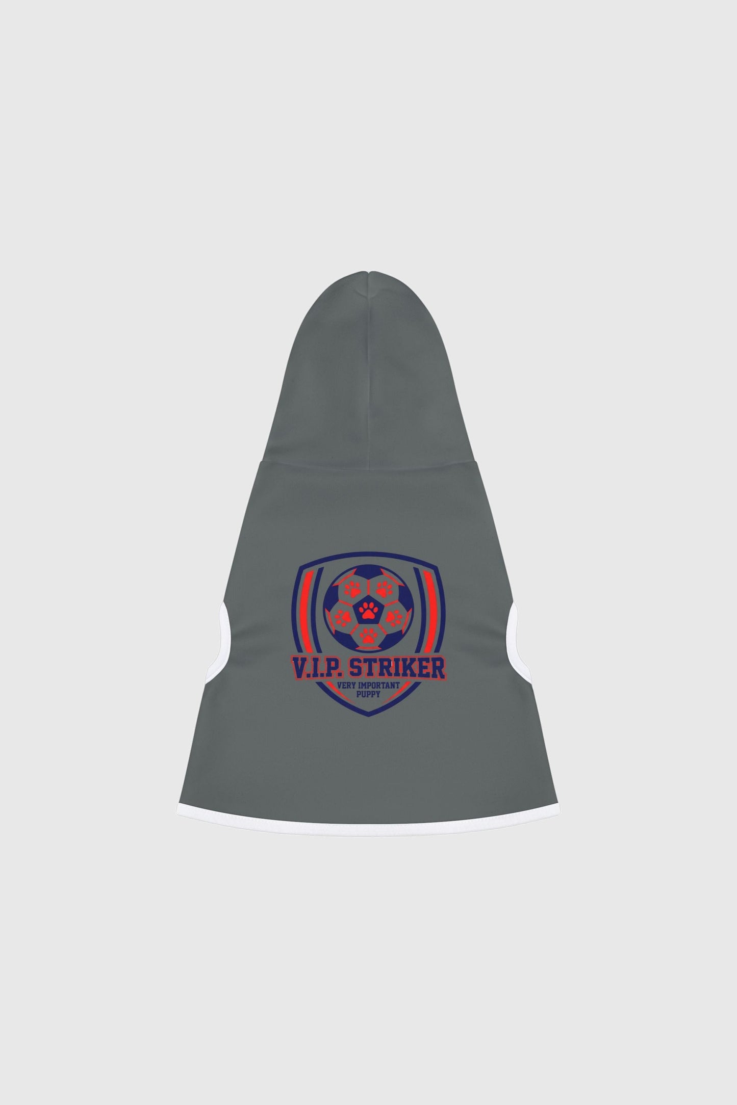 Border collie wearing gray vip striker soccer dog hoodie