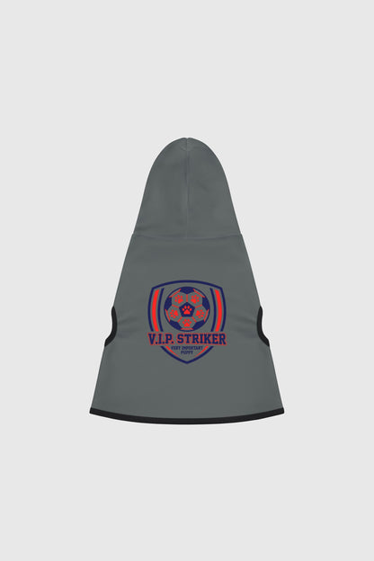 Weimaraner in gray vip striker soccer dog hoodie