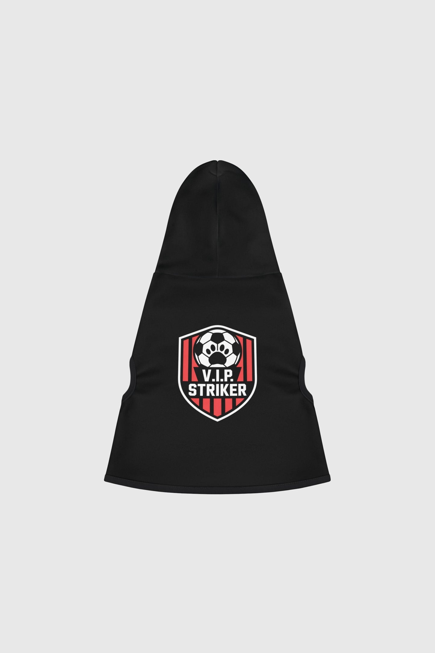Border collie wearing black vip striker soccer dog hoodie