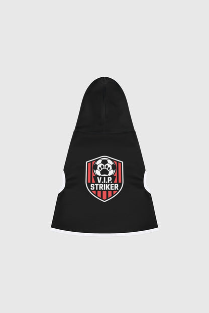 Weimaraner in black vip striker soccer dog hoodie