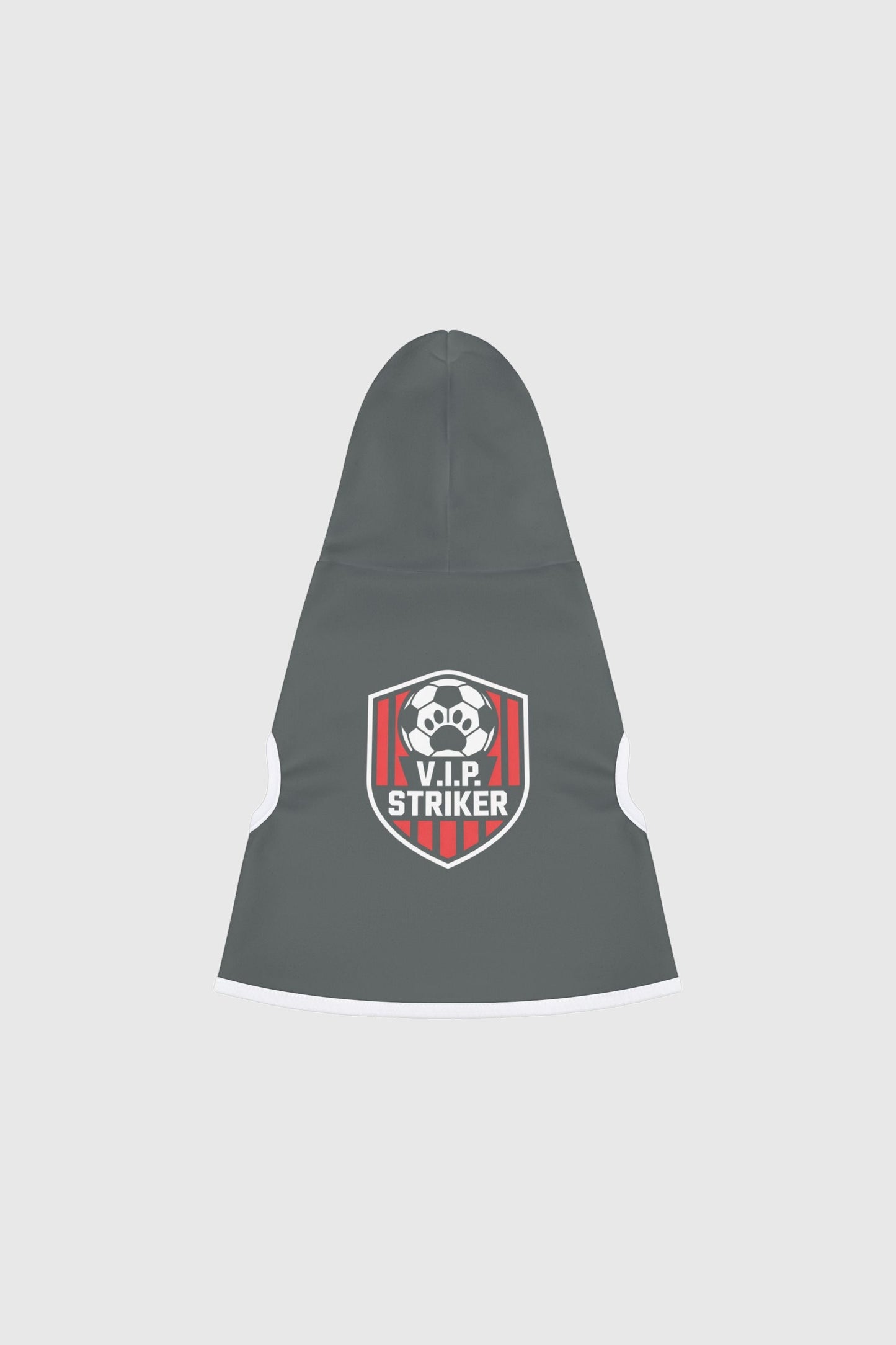 Border collie wearing dark gray vip striker soccer dog hoodie