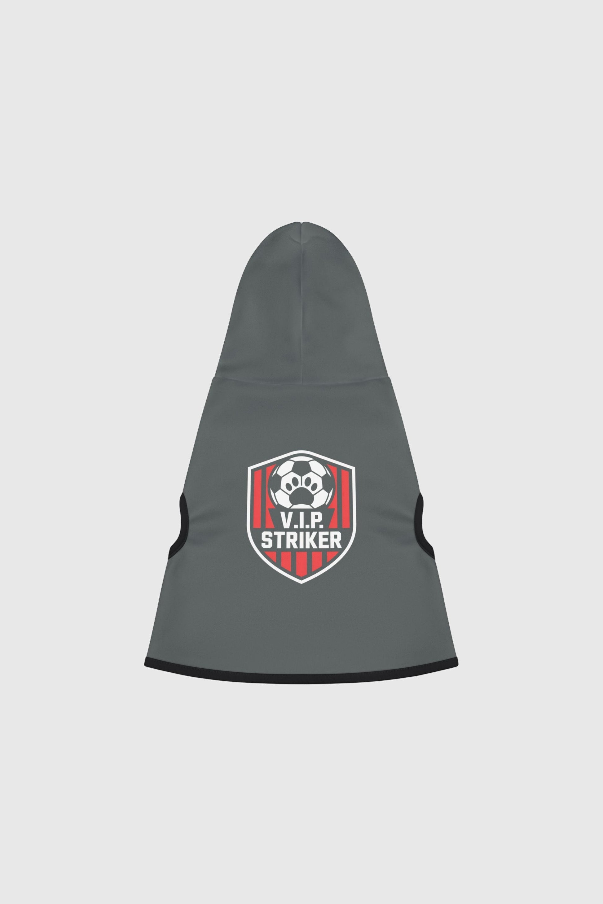Weimaraner in dark gray vip striker soccer dog hoodie