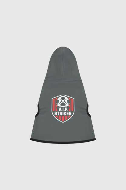 Weimaraner in dark gray vip striker soccer dog hoodie