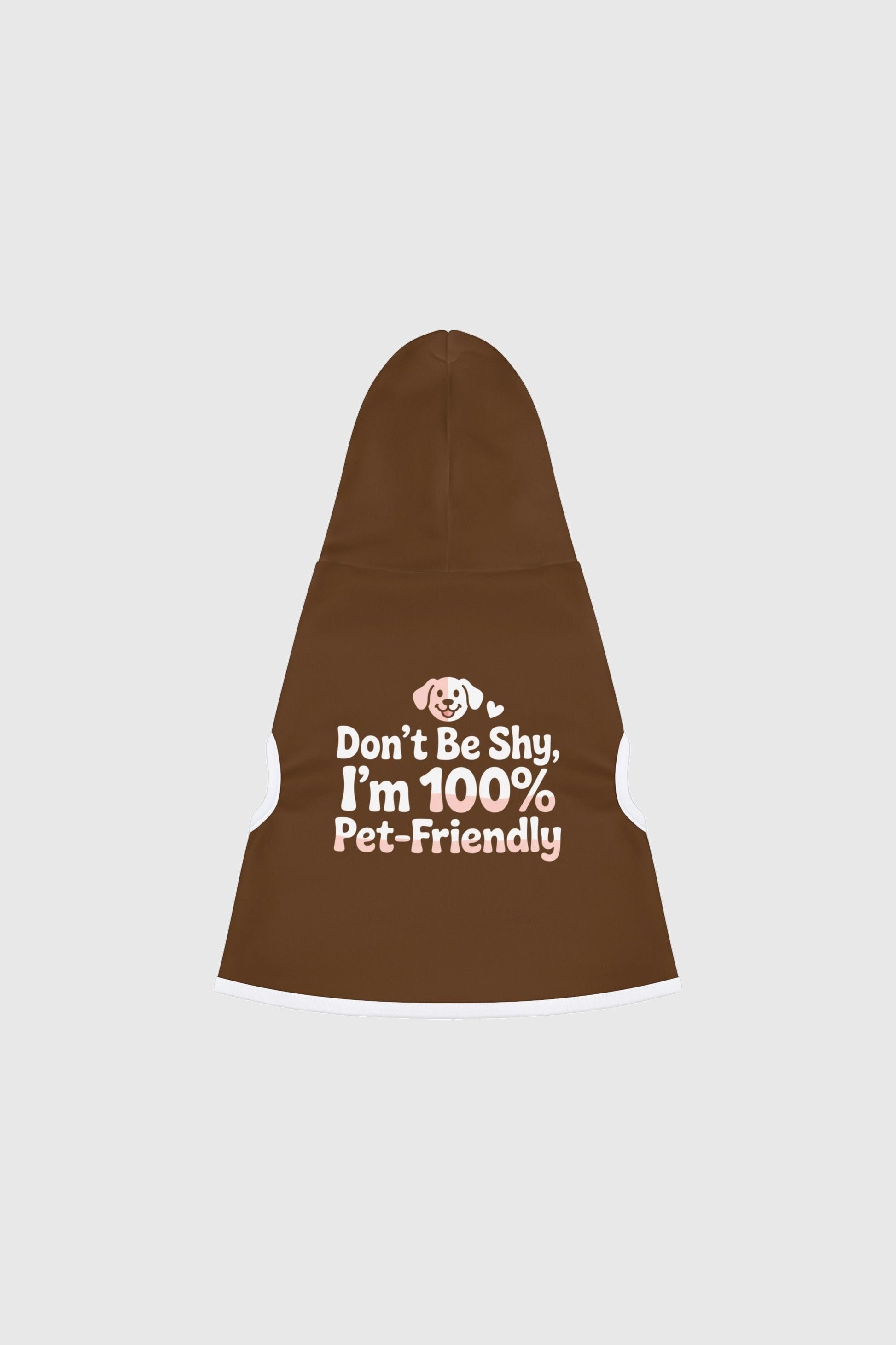 Dachshund wearing grey Don't Be Shy dog hoodie