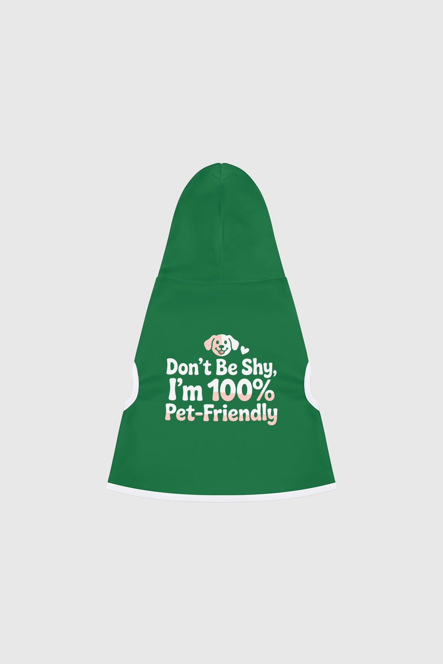Dachshund wearing green Don't Be Shy dog hoodie