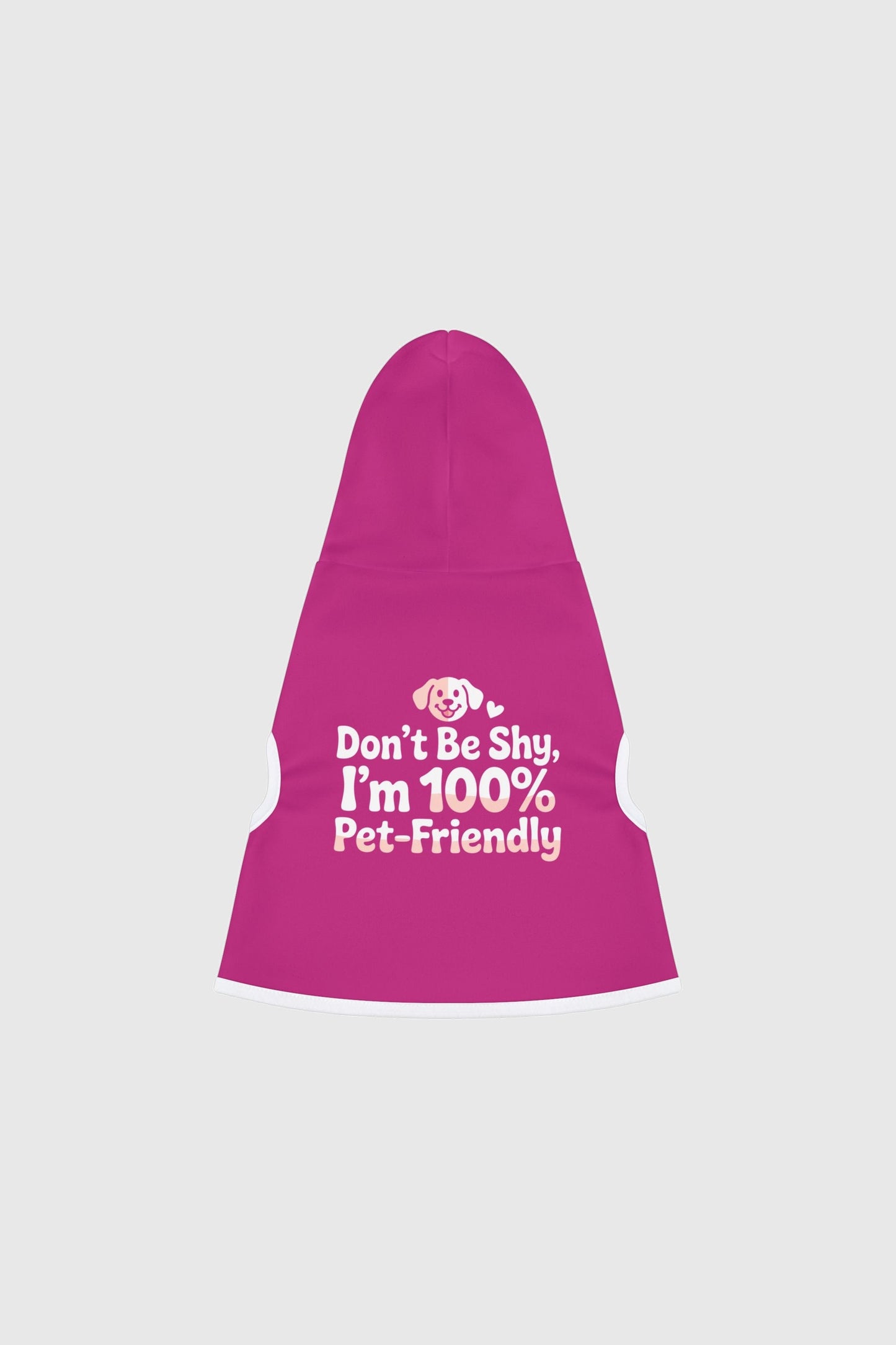 Dachshund wearing red Don't Be Shy dog hoodie
