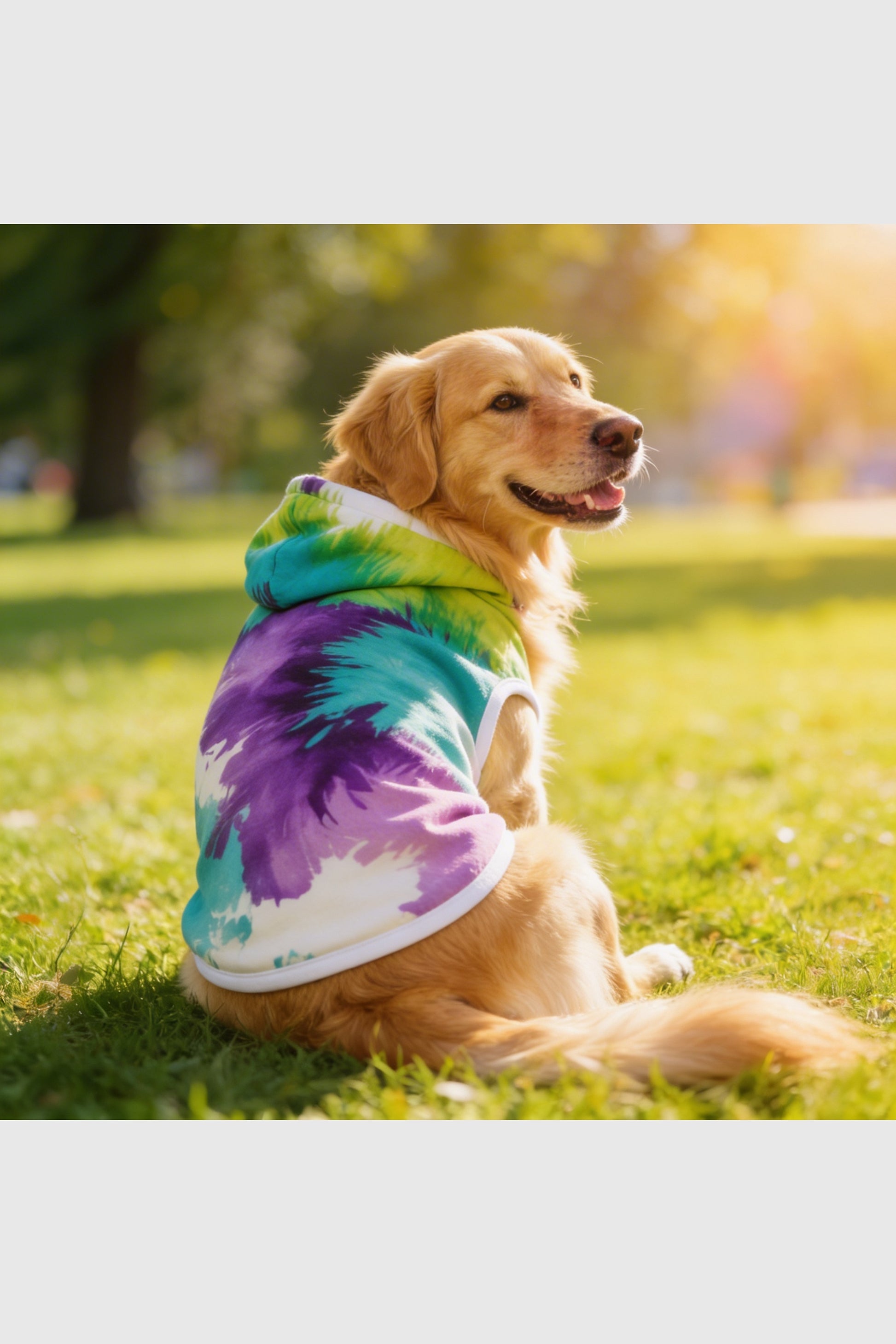 Colorful tie-dye purple dog hoodie, pullover style