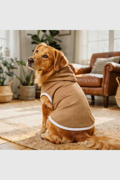 Brown cozy fleece dog hoodie, soft pullover style