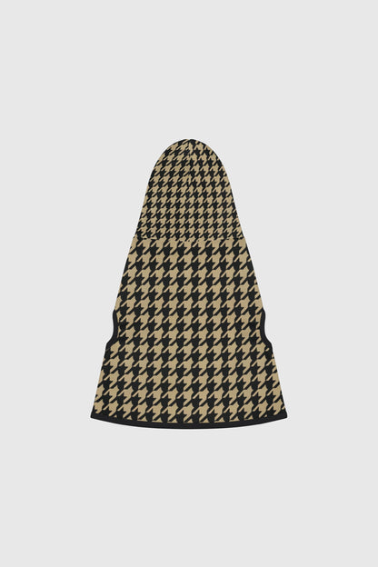 Dachshund wearing cozy fashionable hooded dog coat