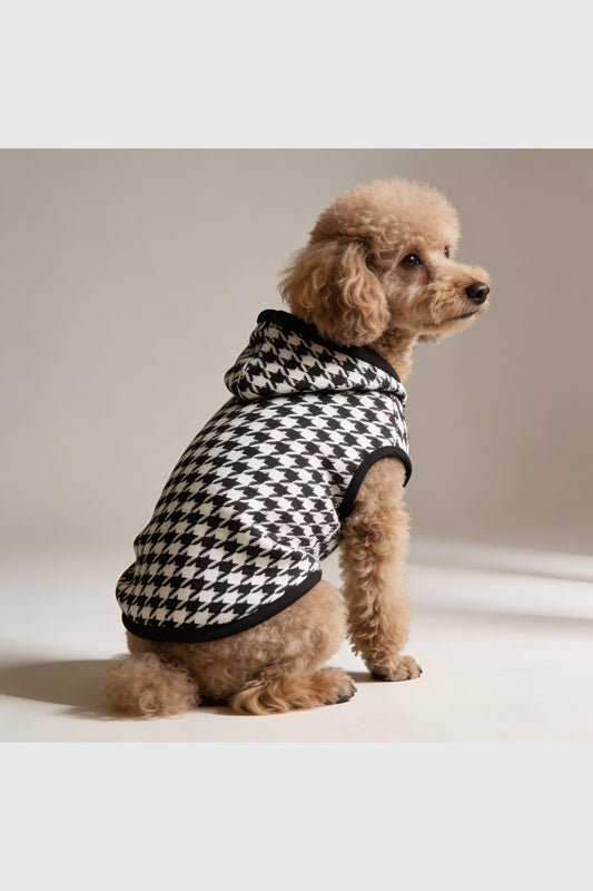 Black and cream cozy dog sweater, pullover style