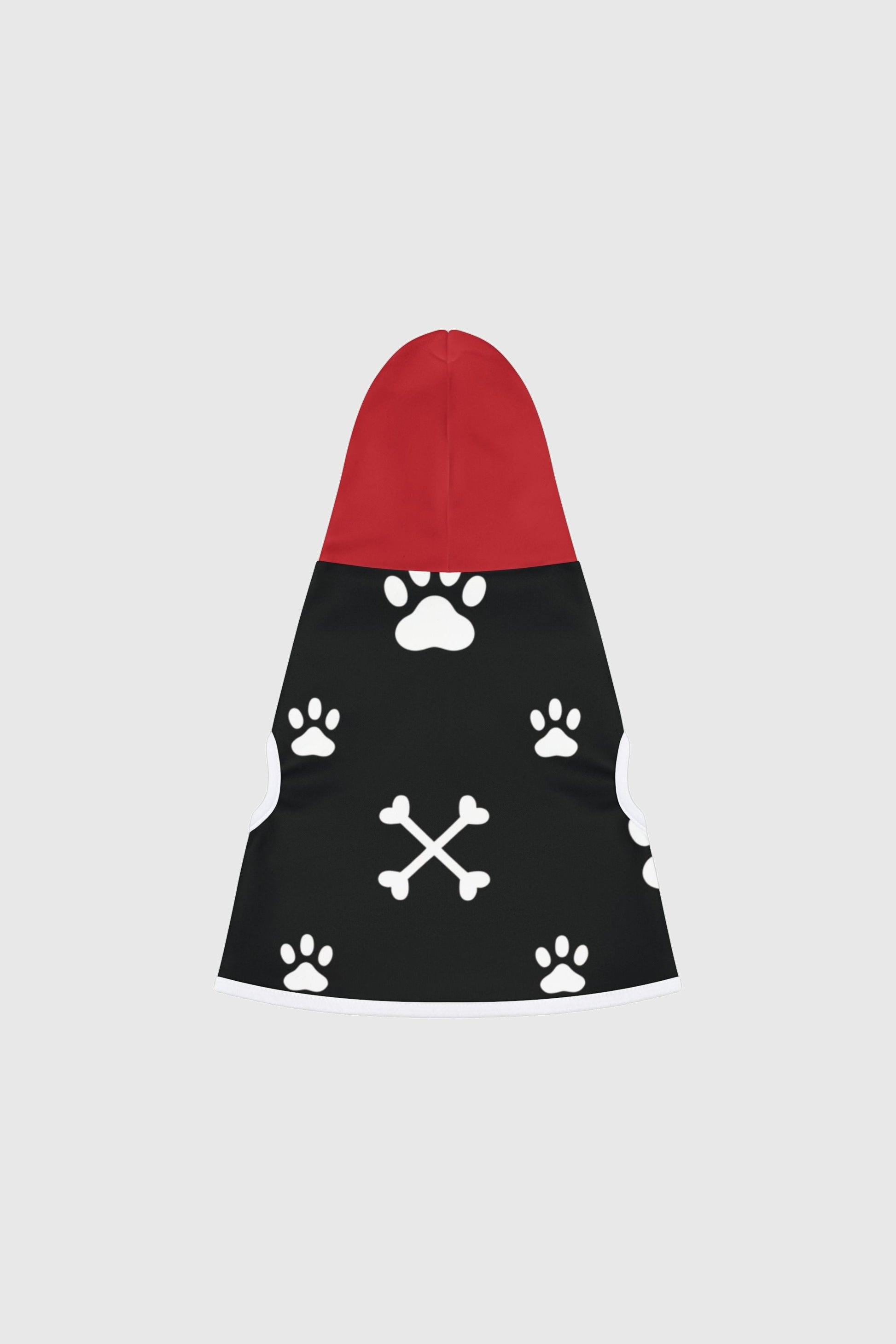 Paw print crossbones detail on white dog hoodie