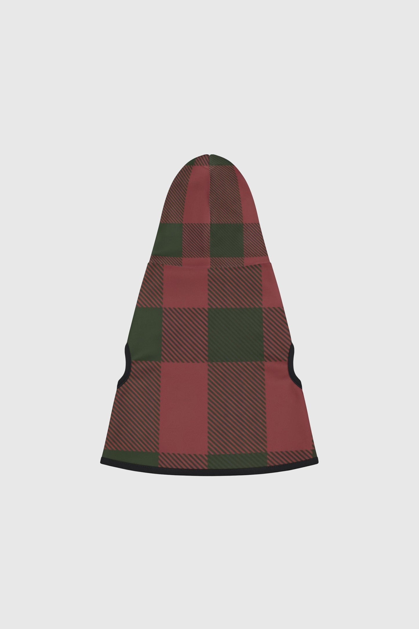 Dachshund wearing red green plaid cozy dog hoodie