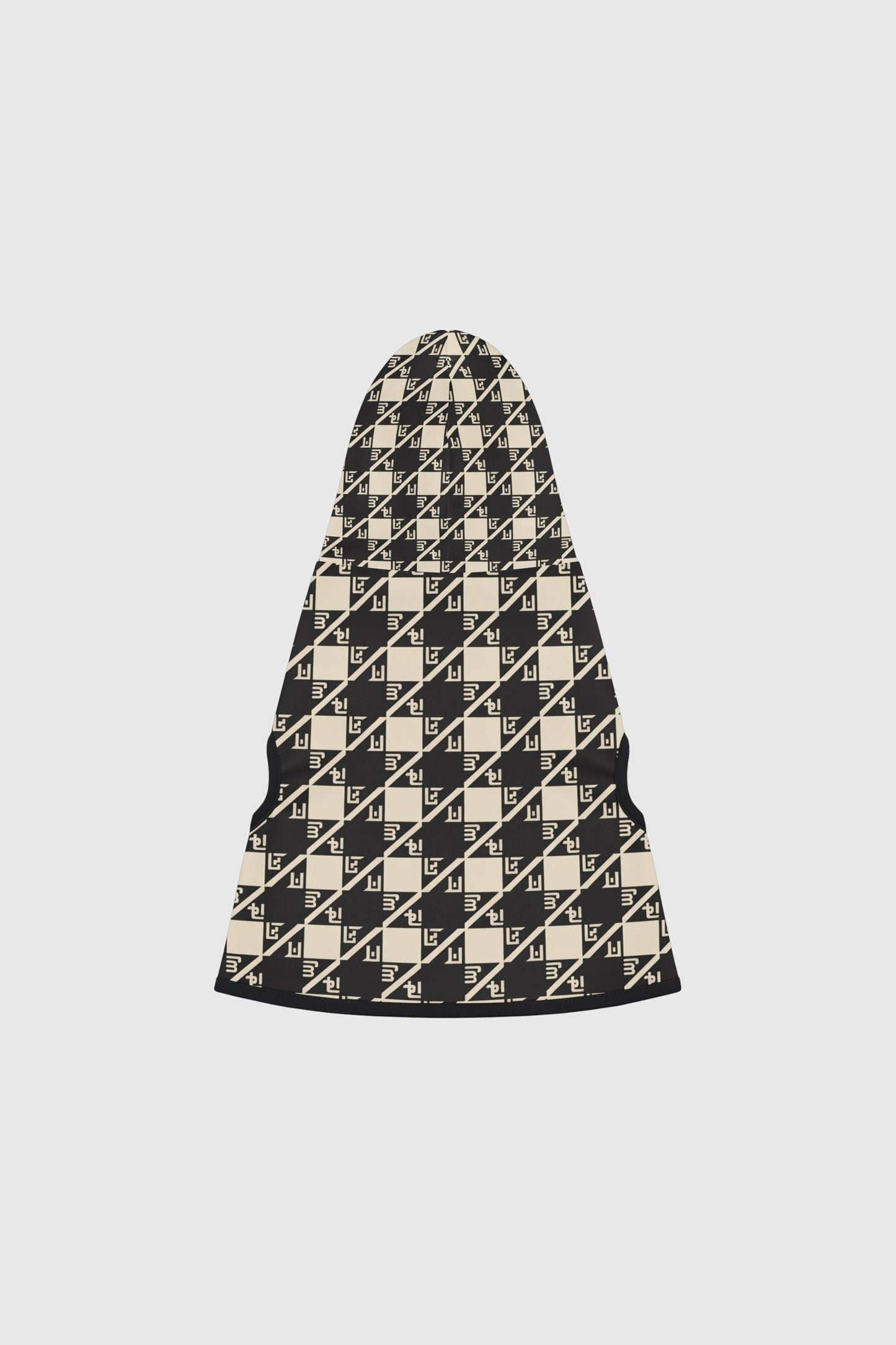 Dachshund wearing black cream diamond plaid cozy dog hoodie