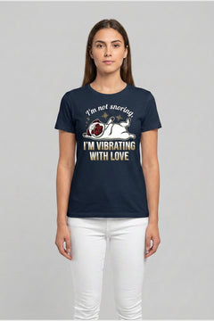 White t-shirt with pug snoring I'm Not Snoring I'm Dreaming print, unisex crew neck