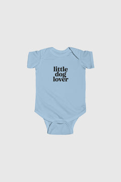 Baby wearing yellow Little Dog Lover bodysuit