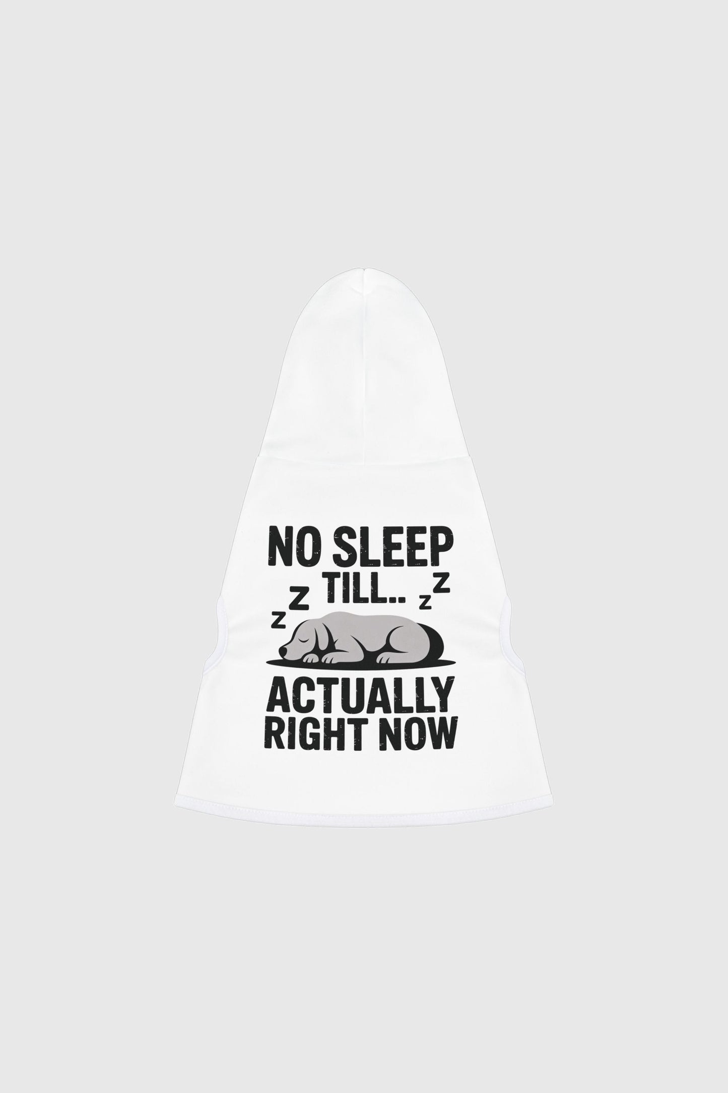 No Sleep Till print detail on white dog hoodie