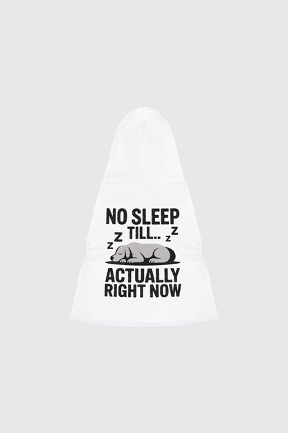 No Sleep Till print detail on white dog hoodie