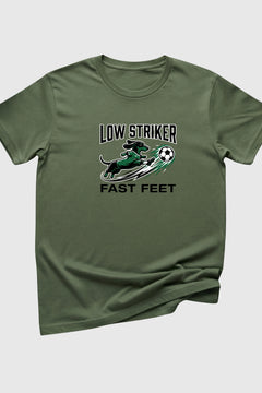 Man wearing black t-shirt with dachshund soccer print