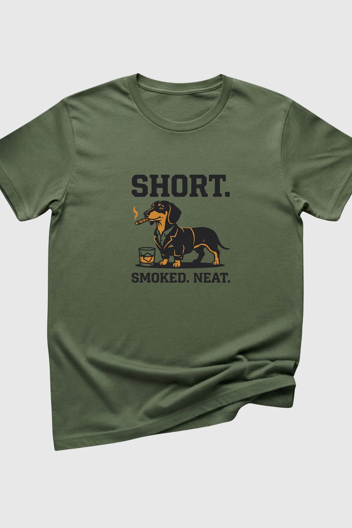 Woman wearing black Short Smoked Neat dachshund t-shirt
