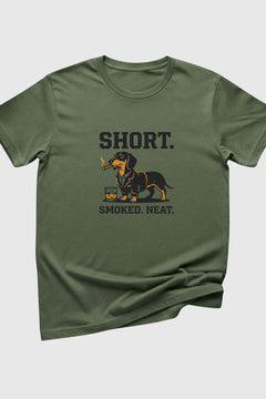 Woman wearing black Short Smoked Neat dachshund t-shirt