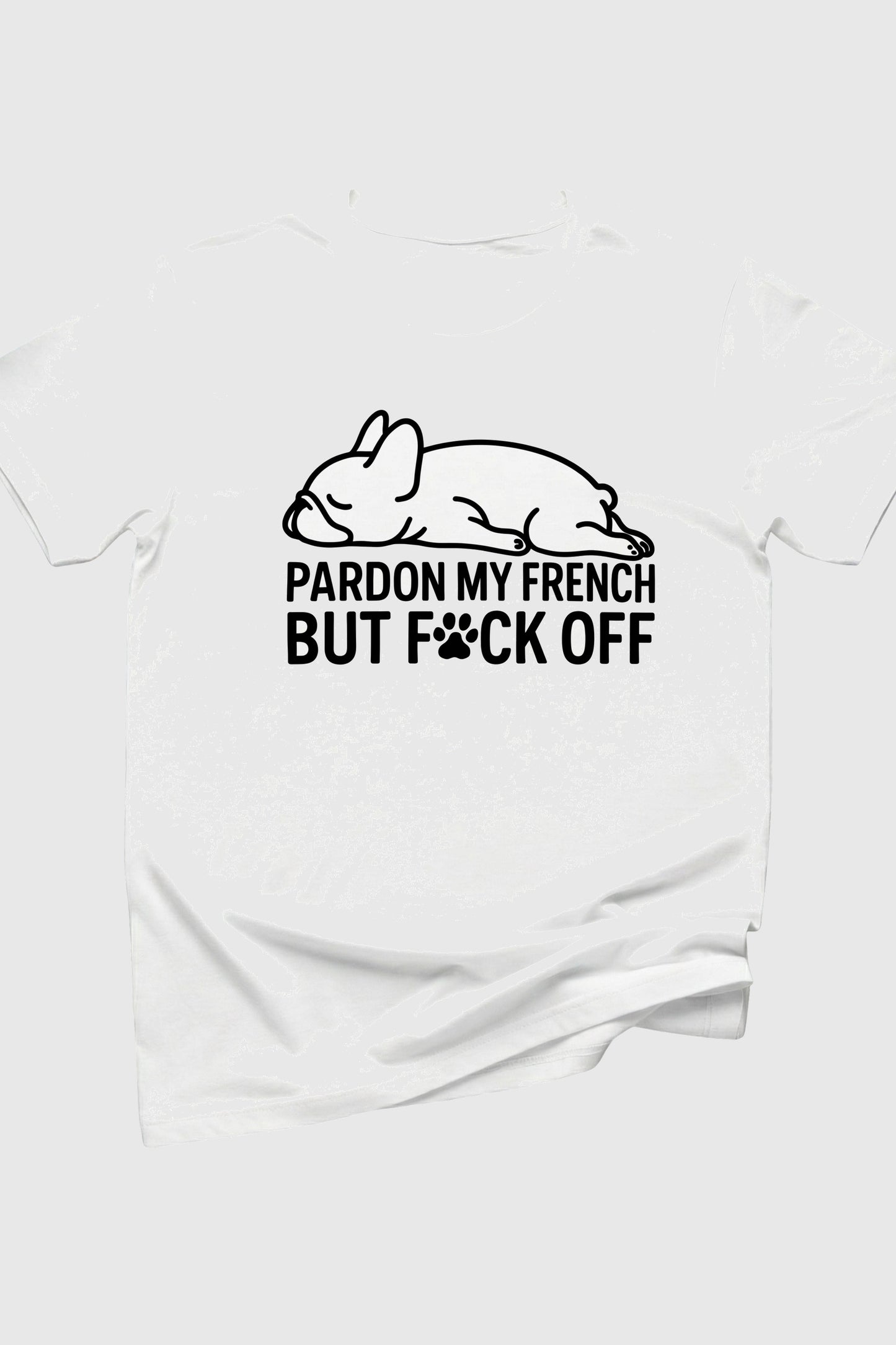Woman wearing black Pardon My French Bulldog t-shirt