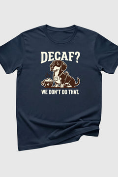Man wearing black t-shirt with dachshund coffee print