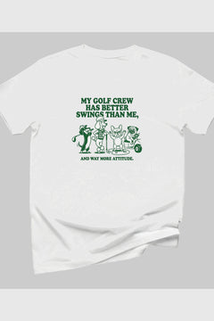 Heather gray t-shirt with dog golf better swings print, unisex crew neck
