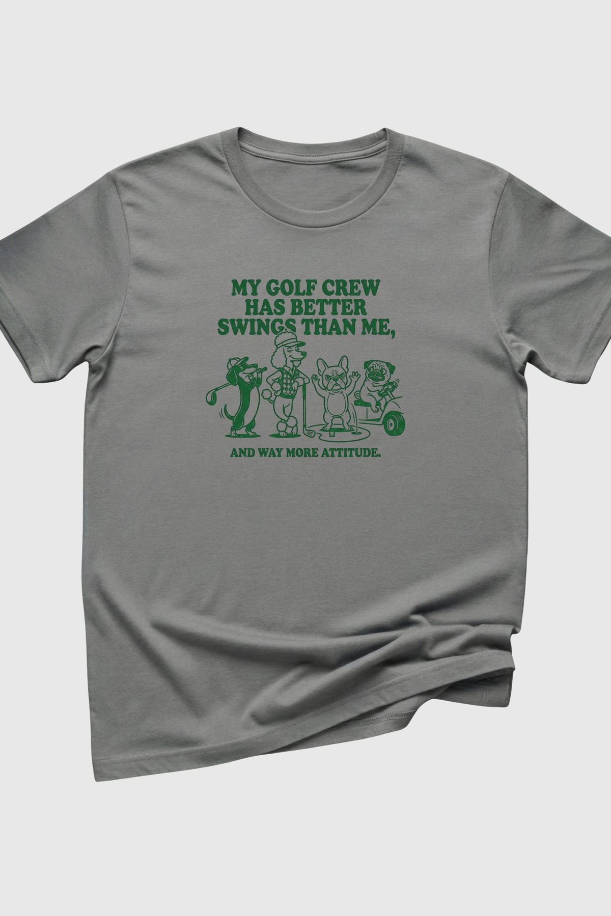 Navy t-shirt with dog golf better swings print, unisex crew neck