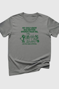 Navy t-shirt with dog golf better swings print, unisex crew neck
