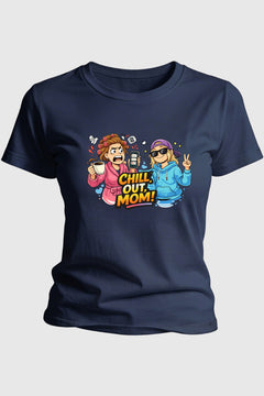 Sand t-shirt with chill out mom funny dog print, unisex crew neck