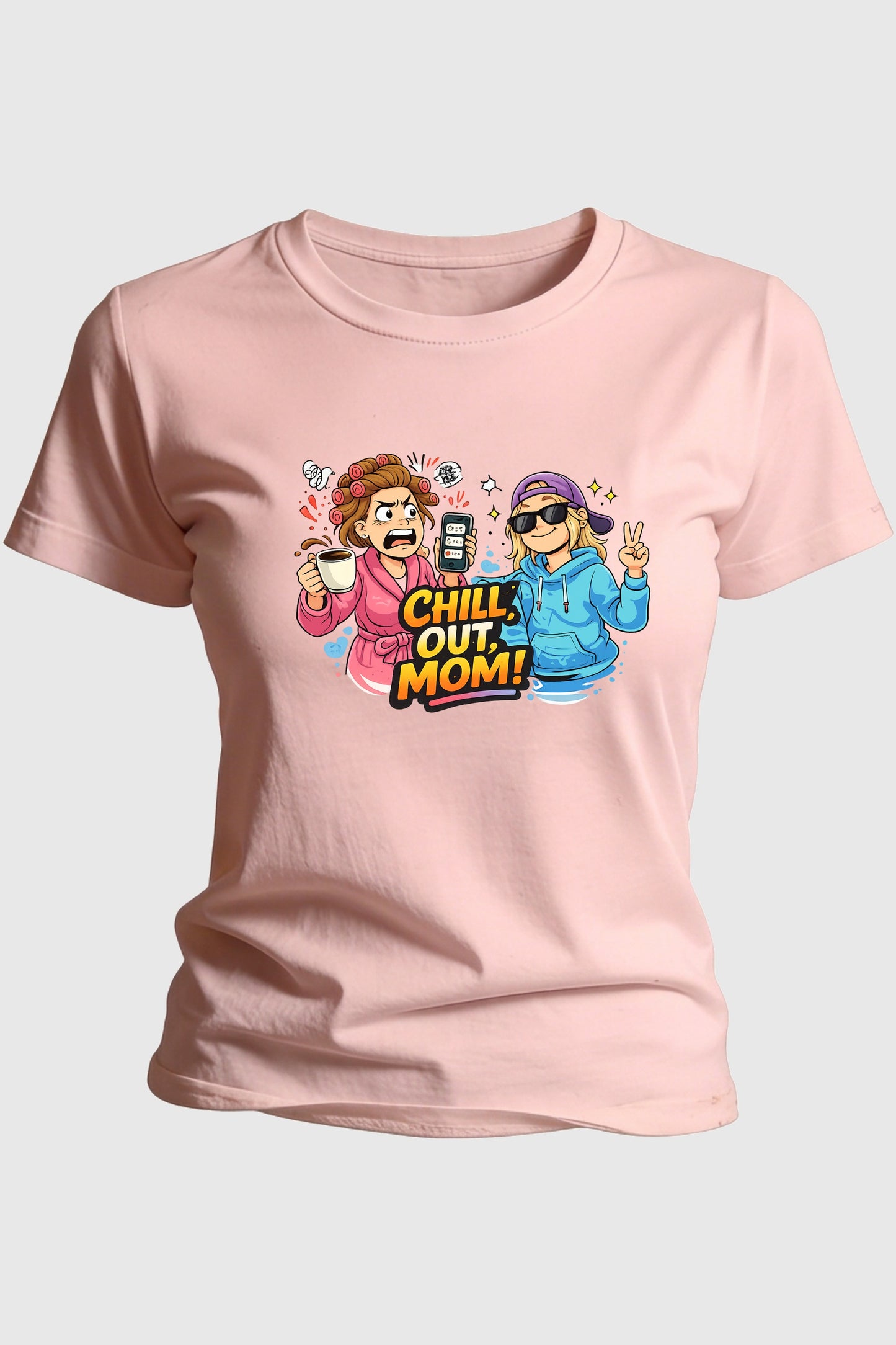 Forest green t-shirt with chill out mom funny dog print, unisex crew neck