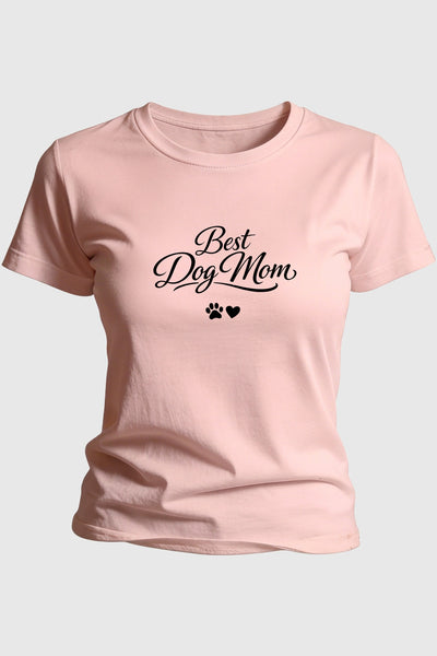 White t-shirt with best dog mom cute gift for dog lovers print, unisex crew neck