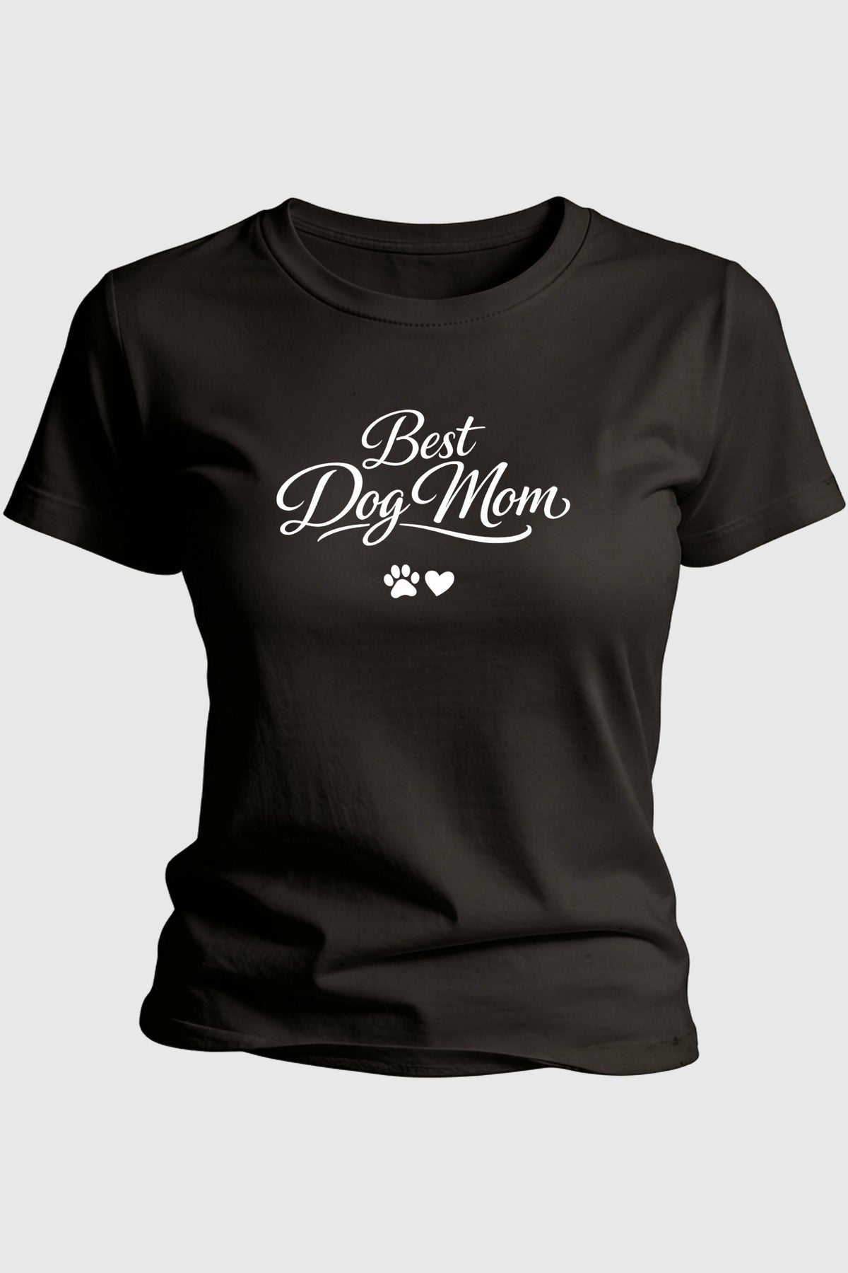 Black t-shirt with best dog mom cute gift for dog lovers print, unisex crew neck