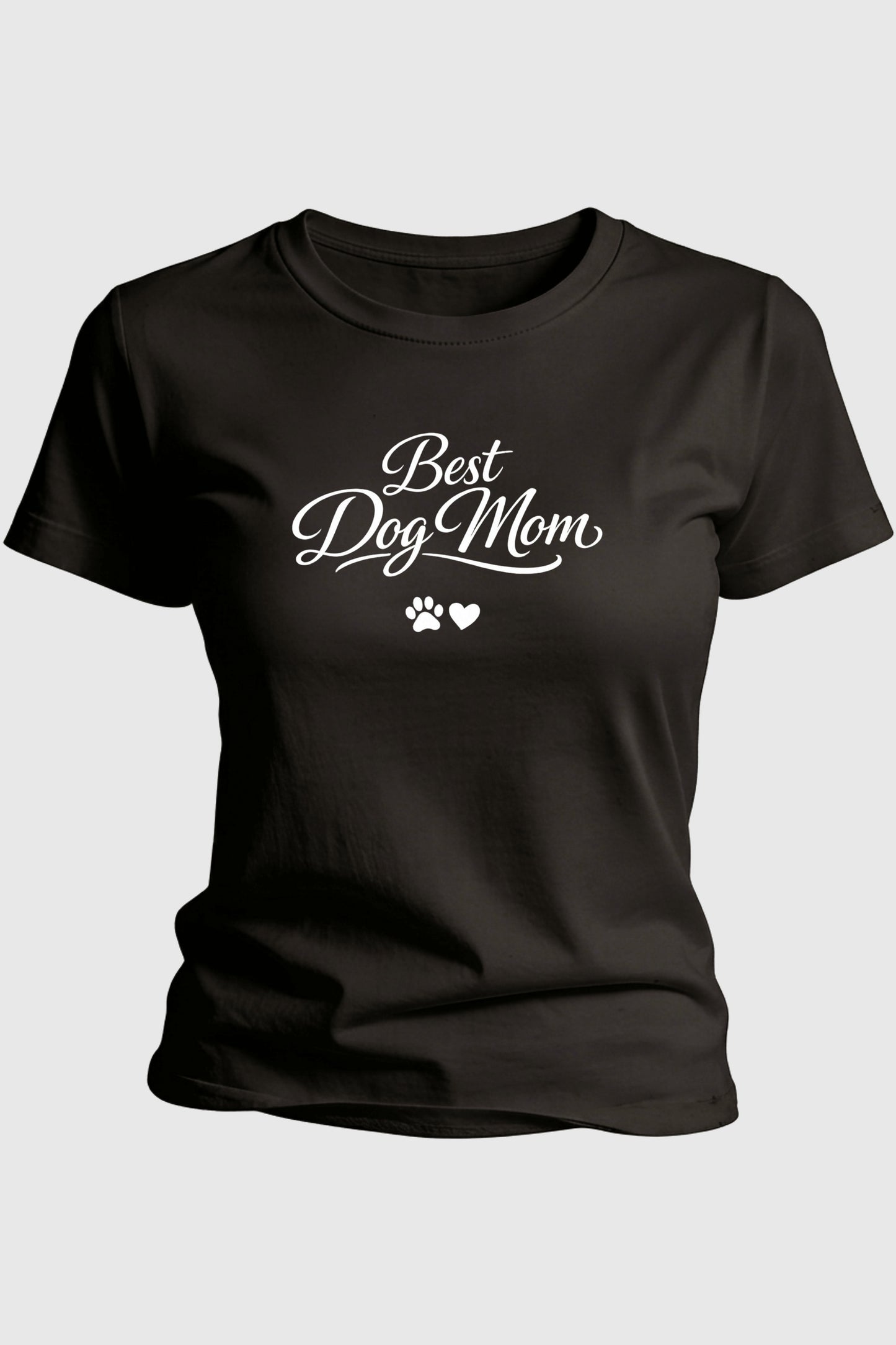 Black t-shirt with best dog mom cute gift for dog lovers print, unisex crew neck