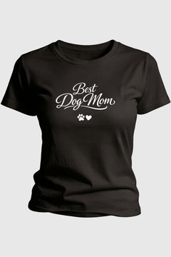 Black t-shirt with best dog mom cute gift for dog lovers print, unisex crew neck