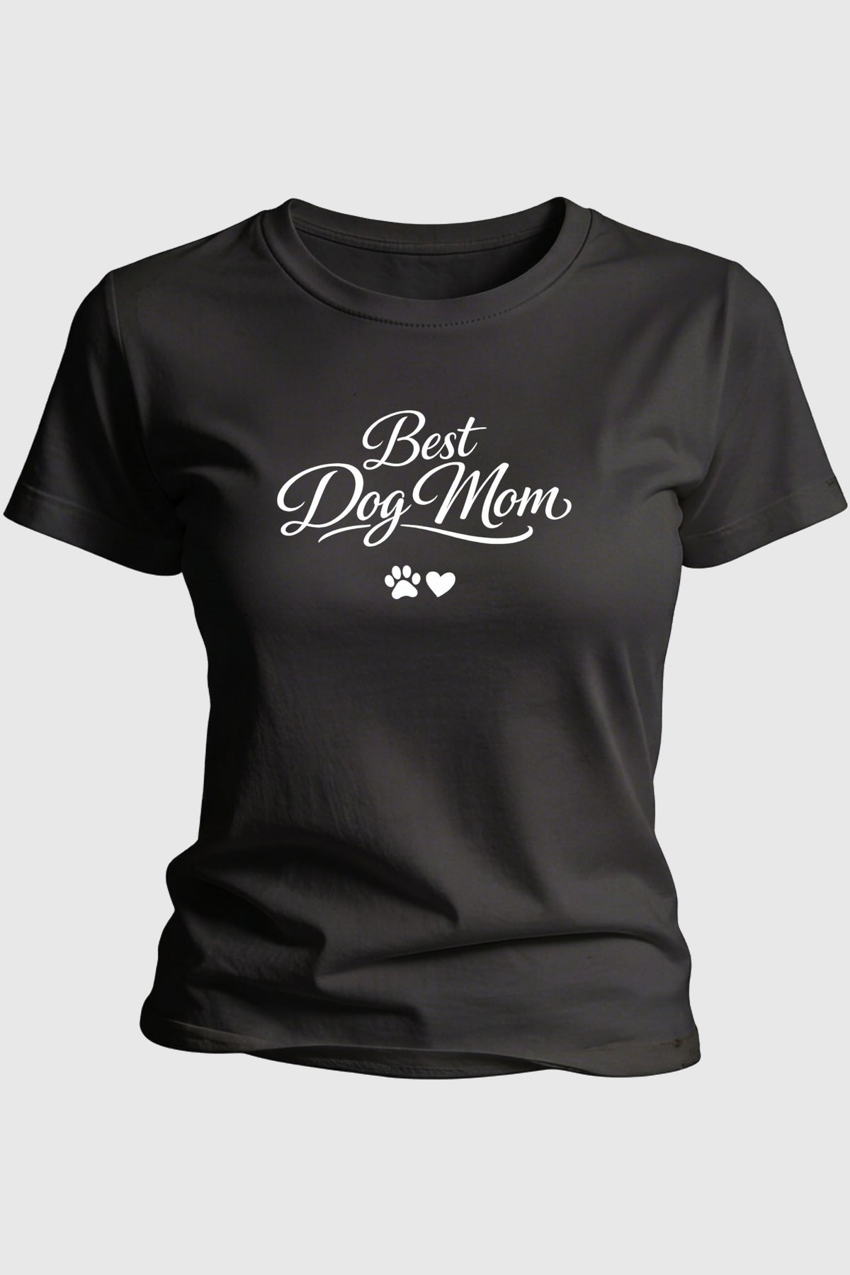 Heather gray t-shirt with best dog mom cute gift print, unisex crew neck