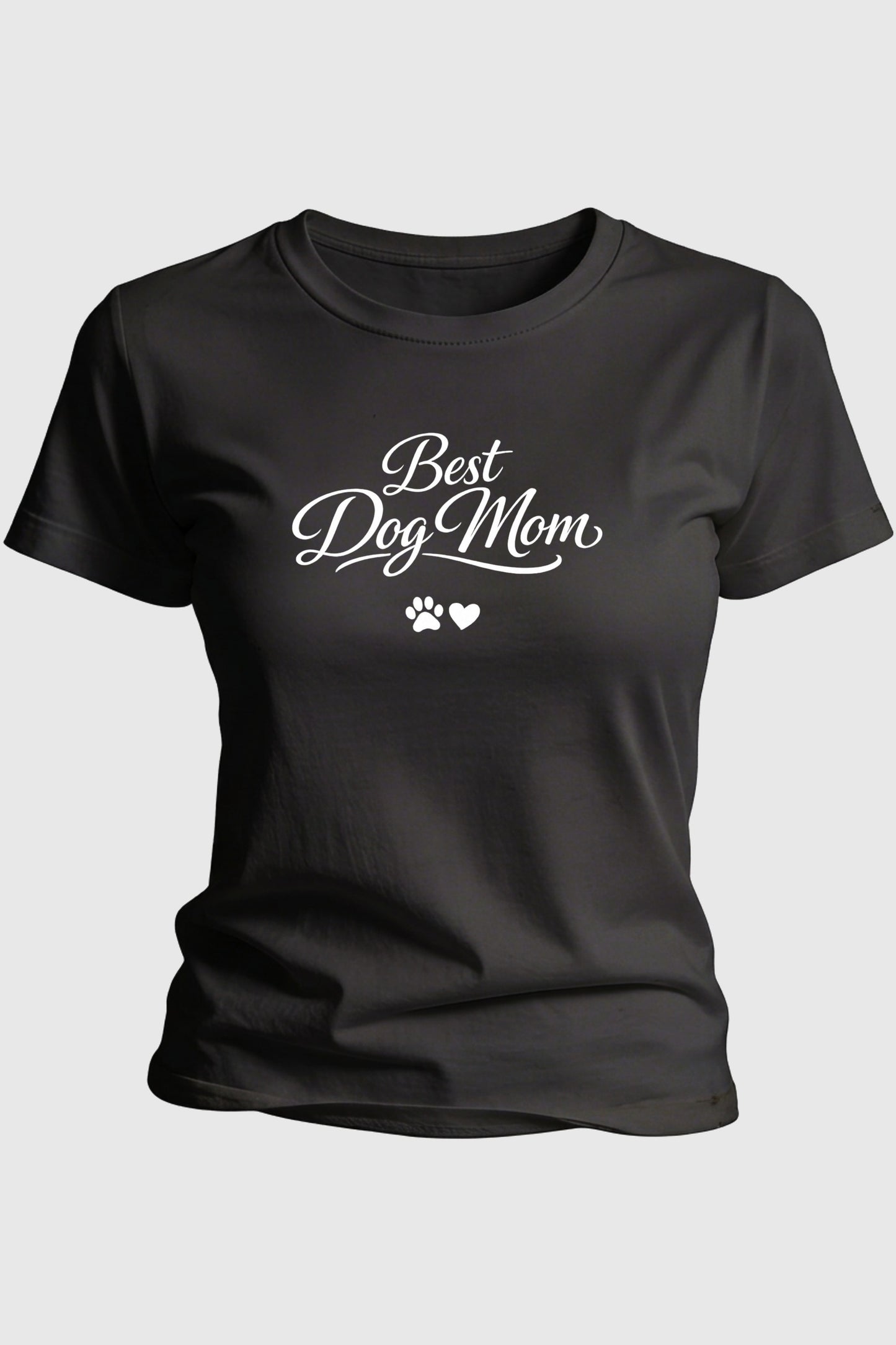 Heather gray t-shirt with best dog mom cute gift print, unisex crew neck