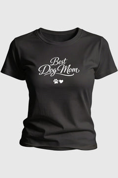 Heather gray t-shirt with best dog mom cute gift print, unisex crew neck