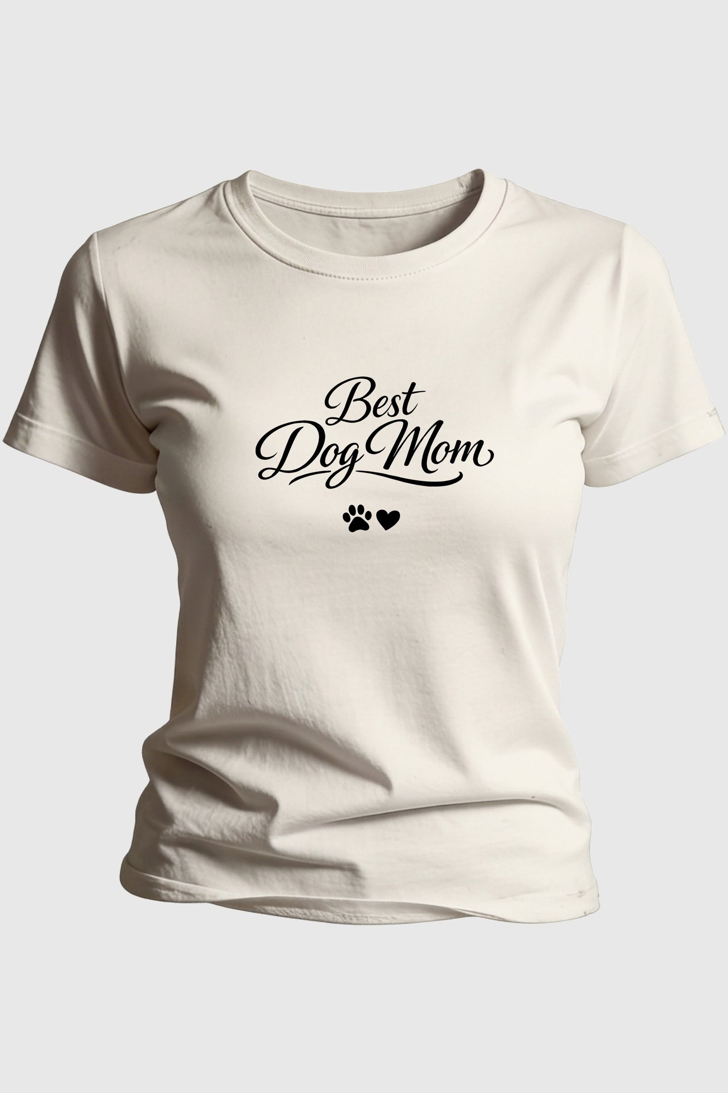 Navy t-shirt with best dog mom cute gift print, unisex crew neck