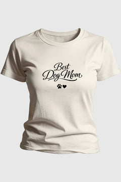 Navy t-shirt with best dog mom cute gift print, unisex crew neck